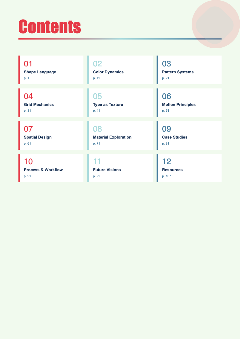 Abstract geometric book table of contents